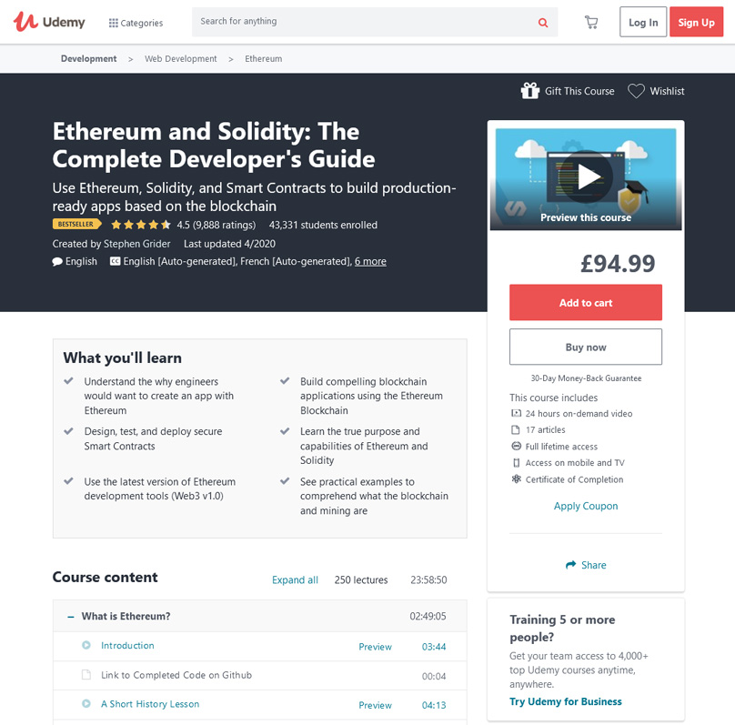 Ethereum and Solidity: The Complete Developer Guide