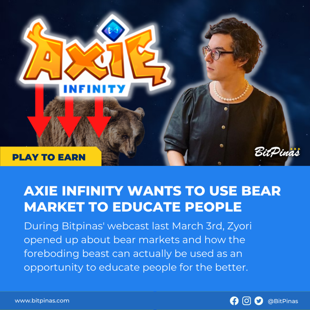 Zyori przypomina graczom, że Axie Infinity zostało zbudowane podczas bessy na rynku PlatoBlockchain Data Intelligence. Wyszukiwanie pionowe. AI.