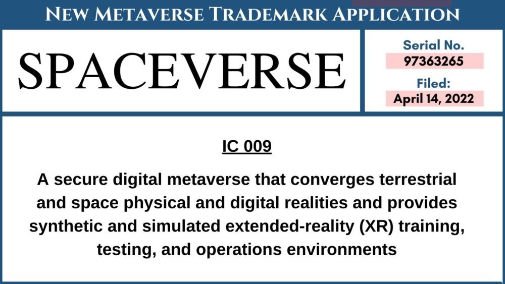 La Fuerza Aérea de EE. UU. presenta una marca registrada para la nueva tecnología de metaverso 'Spaceverse' PlatoBlockchain Data Intelligence. Búsqueda vertical. Ai.