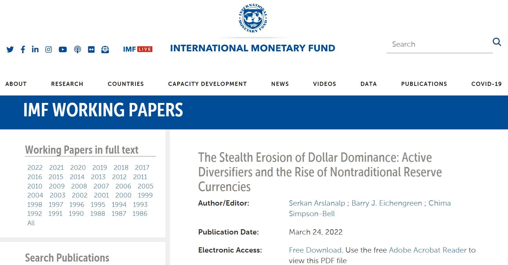 Erosion av pengar IMF