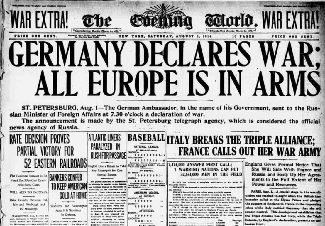 מלחמת העולם הראשונה מכריזה מלחמה