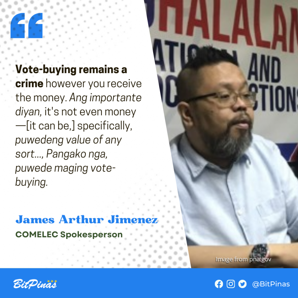 [Exclusive] COMELEC SPOX Warns: Vote-buying Using Crypto is Election Offense PlatoBlockchain Data Intelligence. Vertical Search. Ai.