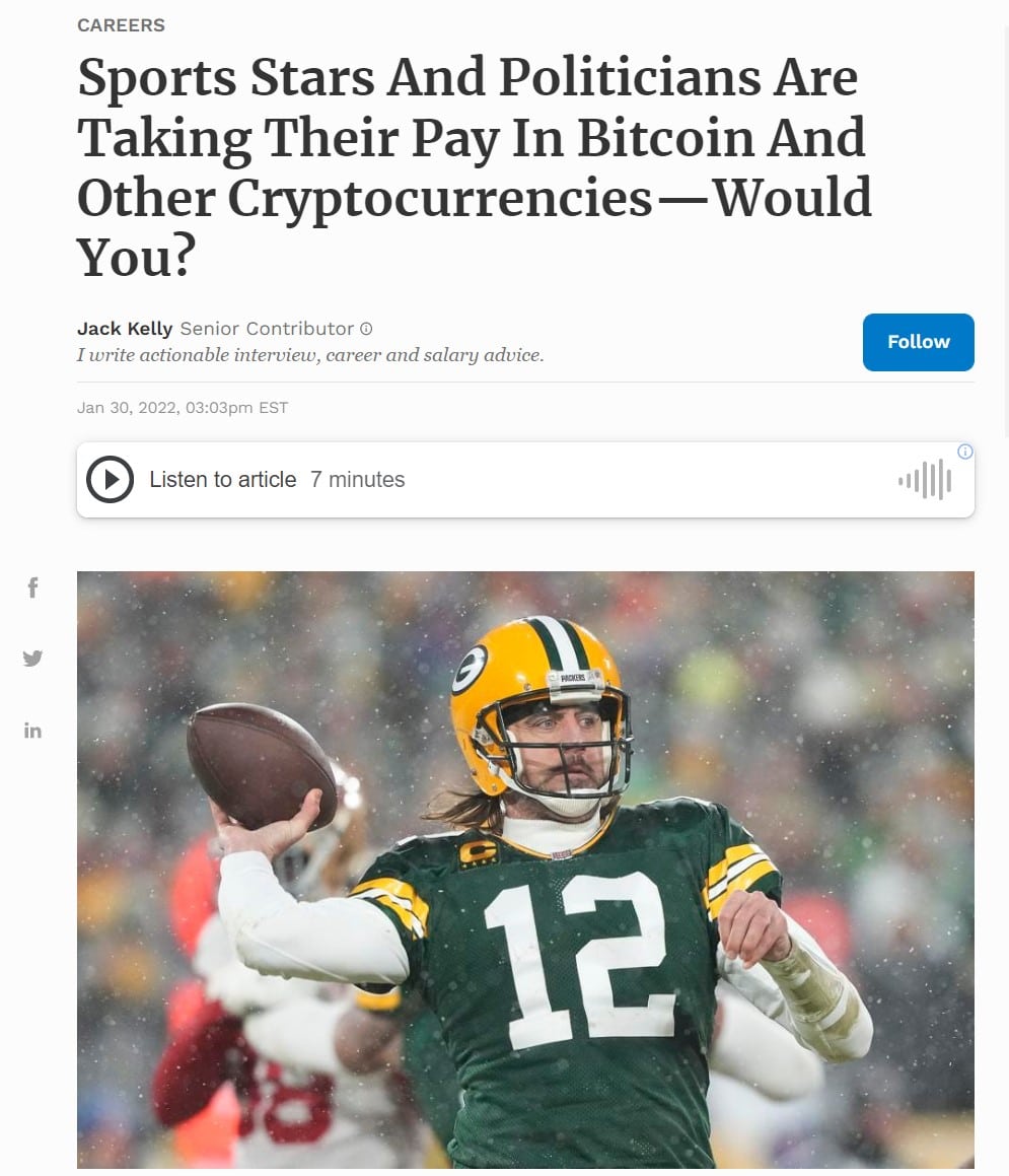 vận động viên được trả bằng bitcoin