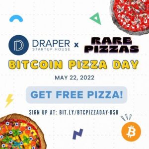 Świętuj Dzień Pizzy Bitcoin w Draper Startup House 22 maja 2022 r. PlatoBlockchain Data Intelligence. Wyszukiwanie pionowe. AI.