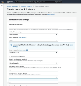 Amazon SageMaker Notebook Instances understøtter nu konfiguration og begrænsning af IMDS-versioner PlatoBlockchain Data Intelligence. Lodret søgning. Ai.