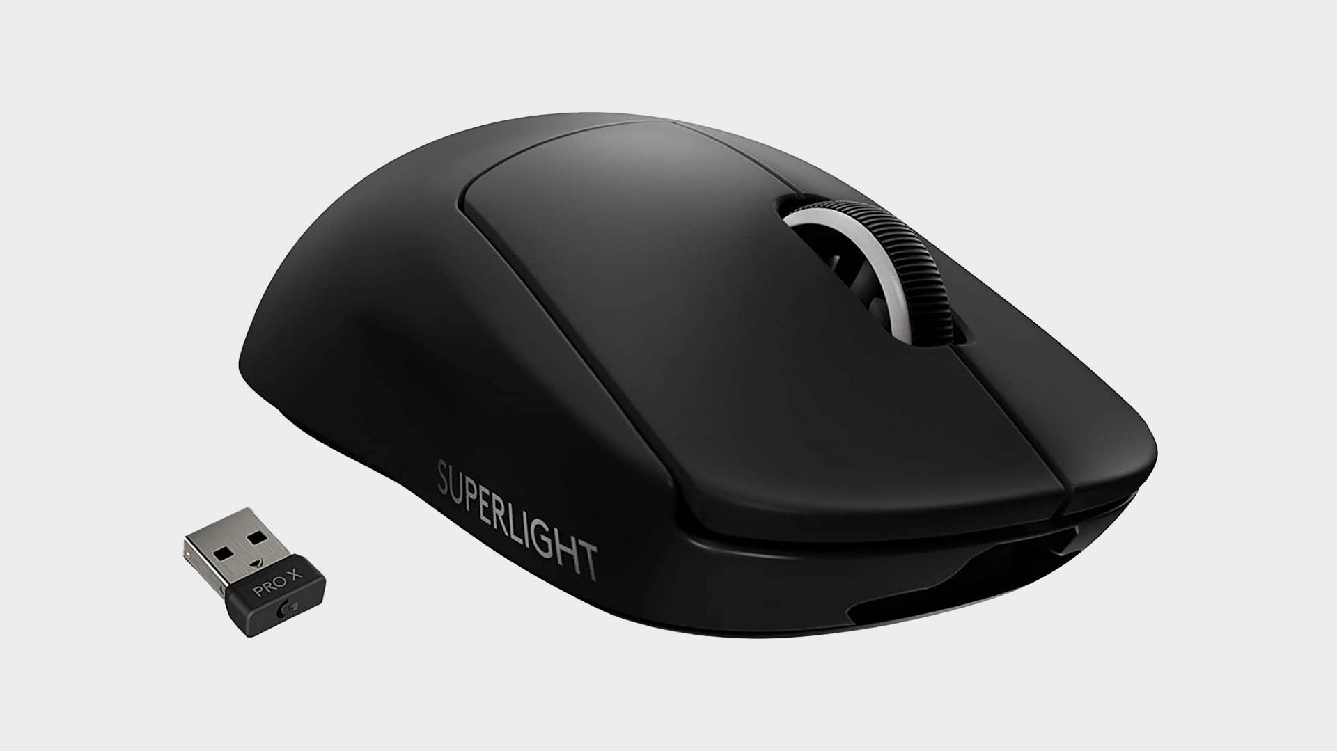 Logitech G Pro X Superlight brezžična igralna miška na sivi podlagi