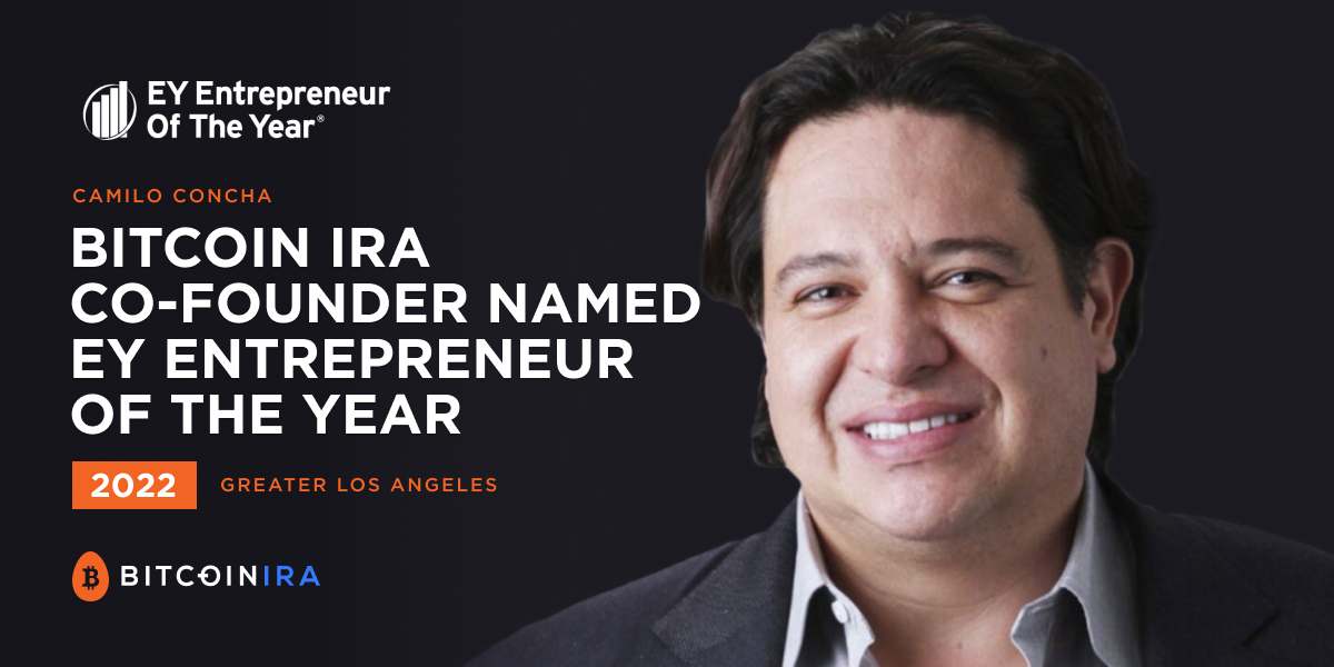 Camilo Concha Medgrundare av Bitcoin IRA vinner EY Entrepreneur Of The Year® 2022 Greater Los Angeles Award | Bitcoin IRA PlatoBlockchain Data Intelligence. Vertikal sökning. Ai.