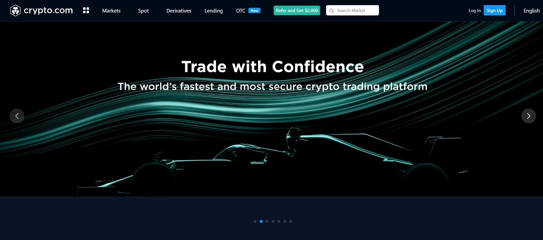 page d'accueil de l'échange crypto.com