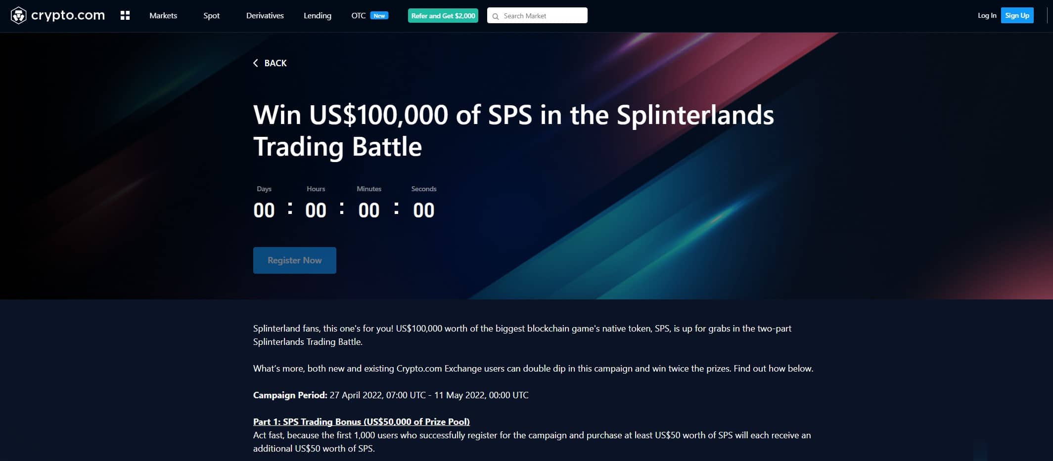 Splitnerlands dell'arena di trading di Crypto.com