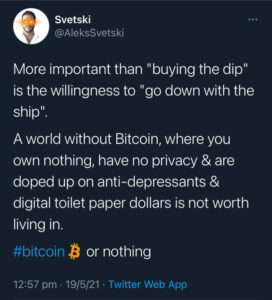 Going Down With The Ship: Bitcoin Or Nothing PlatoBlockchain Data Intelligence. Vertical Search. Ai.