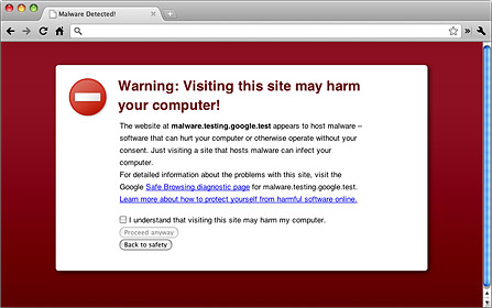 Browser, die Warnungen anzeigen