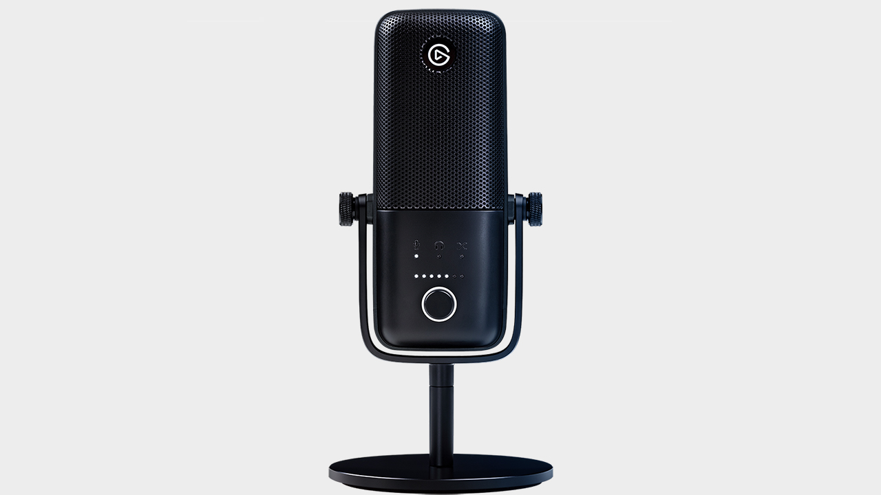 Elgato Wave 3 mikrofon på en grå bakgrund