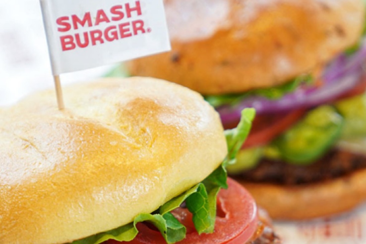 Burger from Smashburger, a restaurant that do fundraisers in Houston 