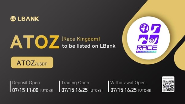 Race Kingdom (ATOZ) тепер доступний для торгівлі на біржі LBank PlatoBlockchain Data Intelligence. Вертикальний пошук. Ai.