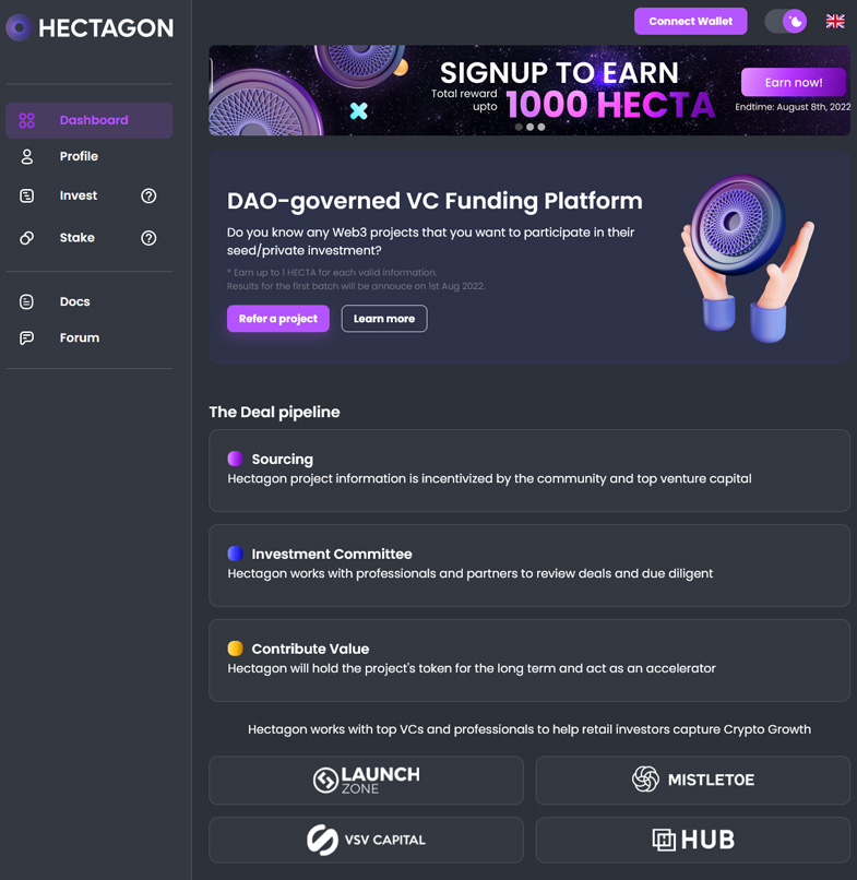 Hectagon: DAO-styrd Web3 VC-finansieringsplattform PlatoBlockchain Data Intelligence. Vertikal sökning. Ai.
