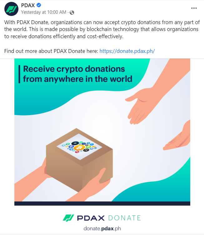PDAX Unveils ‘Donate Service’ for Donation Drives of NGOs PlatoBlockchain Data Intelligence. Vertical Search. Ai.