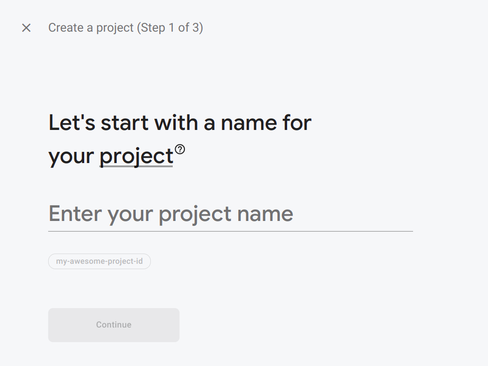 Firebase - Create project (add name)