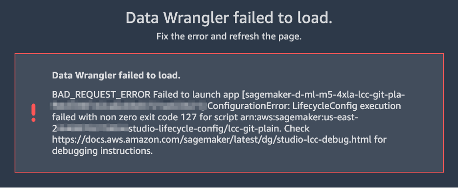 Data Wrangler Error