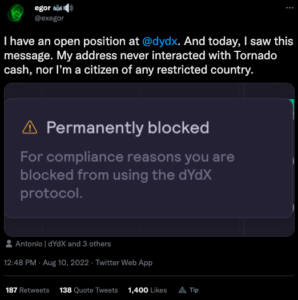 dYdX Bans Accounts In Wake Of Tornado Sanctions PlatoBlockchain Data Intelligence. Vertical Search. Ai.