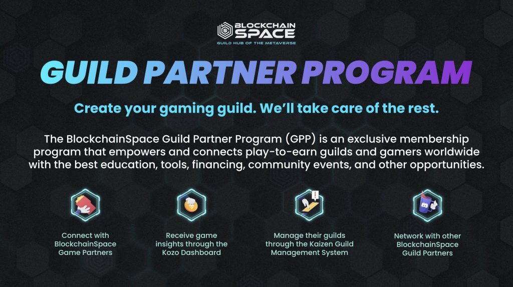 BlockchainSpace Guild Partnerprogram, amely eszközöket kínál a P2E Guilds PlatoBlockchain adatintelligencia növeléséhez. Függőleges keresés. Ai.