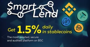 SMARTLend.finance  —  Secure and audited Stablecoin Lending Platform on Binance Smart Chain. Stake BUSD, USDT, USDC, DAI and get stable rewards (1.5% per day). PlatoBlockchain Data Intelligence. Vertical Search. Ai.