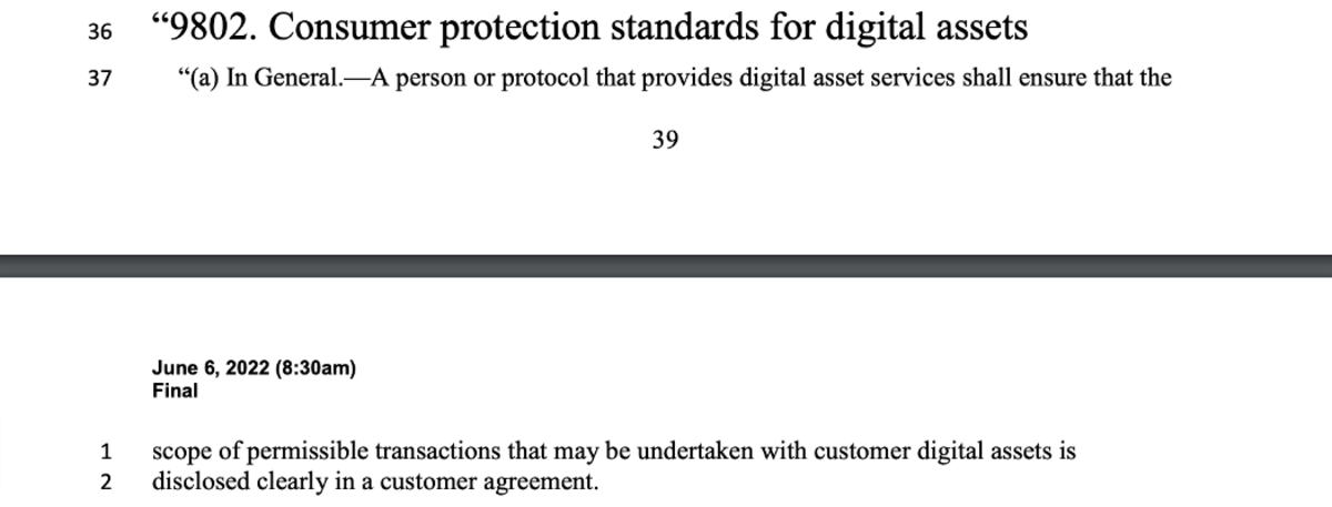 Analiza linijka po linijce i krytyka niedawno zaproponowanego projektu ustawy o uregulowaniu „aktywów cyfrowych”. Stwierdzenie, że jest to błędne, jest niedopowiedzeniem.