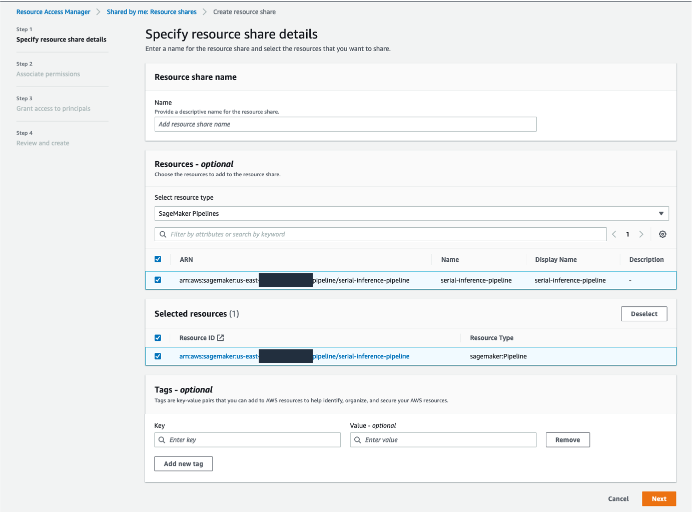 Sử dụng tính năng chia sẻ quy trình Amazon SageMaker để xem hoặc quản lý quy trình trên các tài khoản AWS PlatoBlockchain Data Intelligence. Tìm kiếm dọc. Ái.