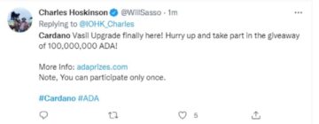 Vdrl v Twitter igralca Willa Sassa; Uporablja se za promocijo ADA Scam PlatoBlockchain Data Intelligence. Navpično iskanje. Ai.