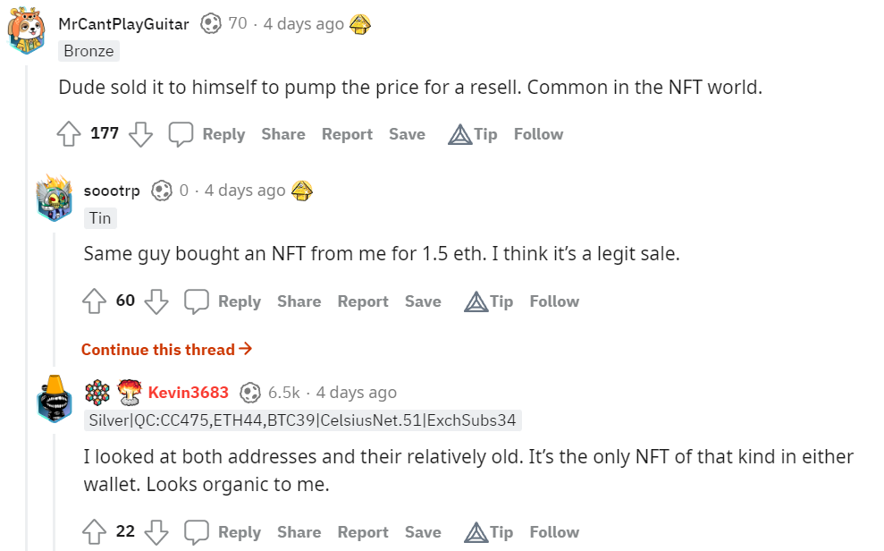 NFT Reddit venduti per 4 ETH ciascuno PlatoBlockchain Data Intelligence. Ricerca verticale. Ai.