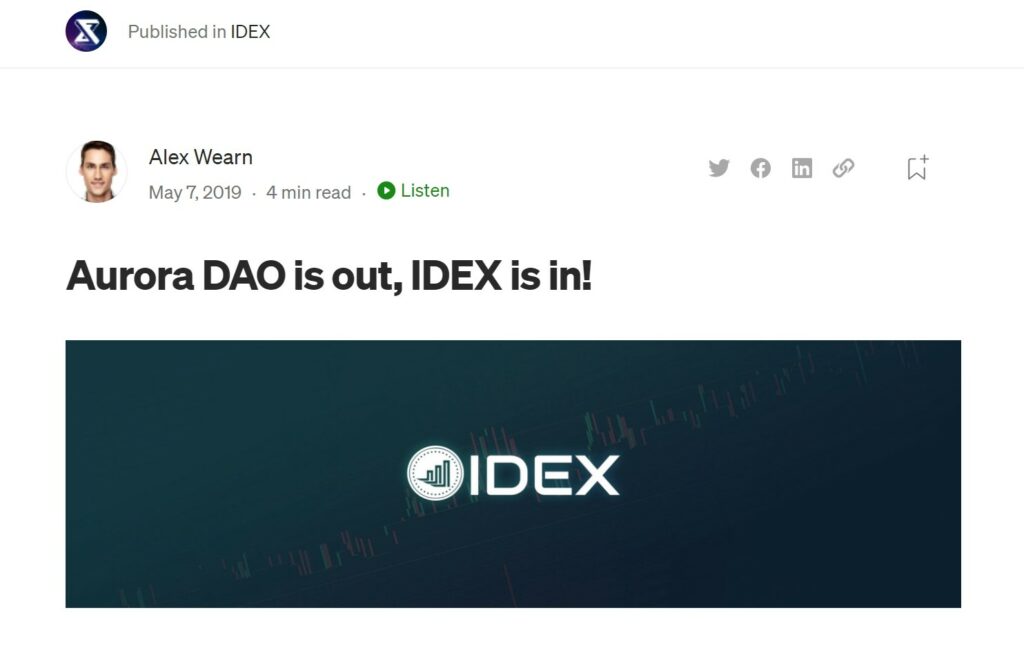 IDEX-brändin ilmoitus