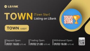 LBank Exchange 2 ستمبر 2022 کو Town Star (TOWN) کو PlatoBlockchain ڈیٹا انٹیلی جنس کی فہرست دے گا۔ عمودی تلاش۔ عی