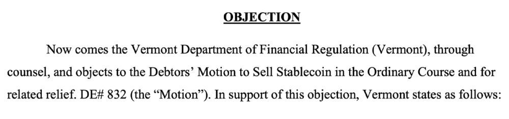 州の証券規制当局は、ステーブルコインの売却を求めるセルシウスの裁判所の申し立てに異議を唱える