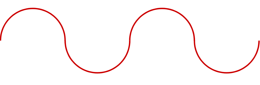 En snirklet rød linje i form av bølger.
