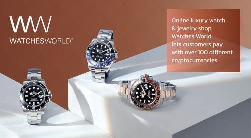 Magazin online de ceasuri și bijuterii de lux – Watches World permite clienților să plătească cu peste 100 de criptomonede diferite PlatoBlockchain Data Intelligence. Căutare verticală. Ai.