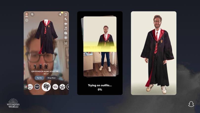 Snapchat PlatoBlockchain Veri Zekasını Kullanarak AR'de Cadılar Bayramı Kostümlerini Deneyin. Dikey Arama. Ai.