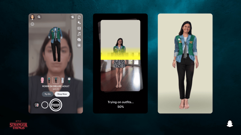 Snapchat PlatoBlockchain Data Intelligence を使用して、AR でハロウィーンの衣装を試着します。 垂直検索。 あい。