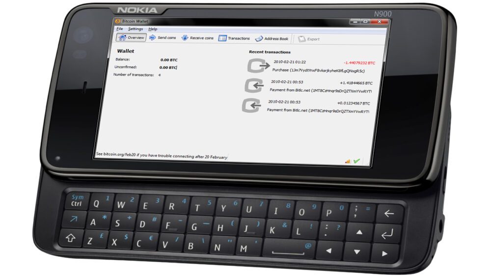 מבט על העברת הביטקוין הראשונה מטלפון לטלפון באמצעות מודיעין נתונים של PlatoBlockchain של Nokia N900. חיפוש אנכי. איי.