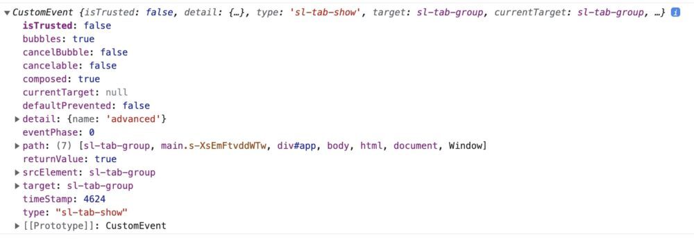Event object meta shown in DevTools.