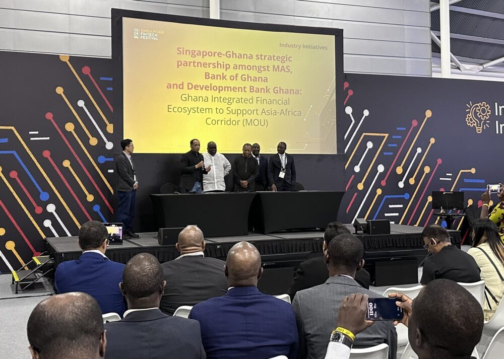 Monetary Authority of Singapore signed a memorandum of understanding (MOU) with Bank of Ghana (BOG) and Development Bank Ghana (DBG) to develop the Ghana Integrated Financial Ecosystem (GIFE), Source: MAS_sg, Twitter