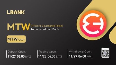 MTWorld Governance Token (MTW) ​​è ora disponibile per il trading su LBank Exchange PlatoBlockchain Data Intelligence. Ricerca verticale. Ai.