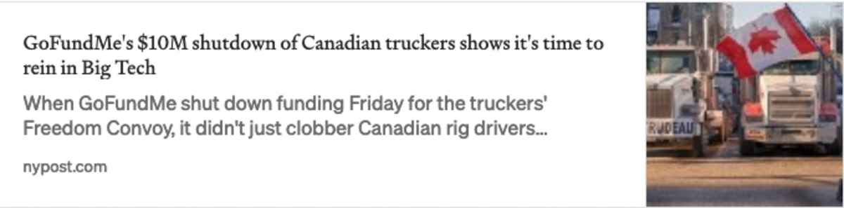 Cierre de gofundme de manifestantes de camioneros canadienses