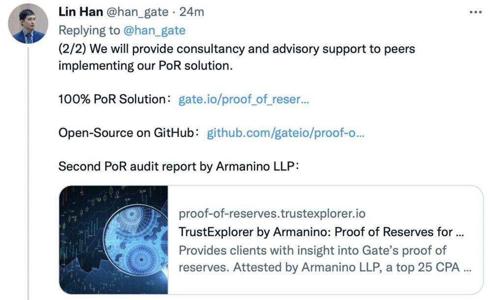 Gate.io gibt bekannt, dass es seine Merkle Tree Proof of Reserves-Lösung zur Open-Source-PlatoBlockchain-Datenintelligenz machen wird. Vertikale Suche. Ai.