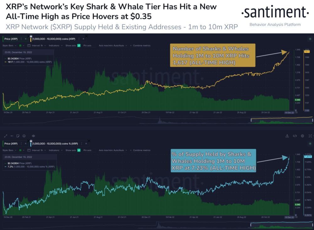XRP Whales Are Rapidly Accumulating As 2022 Comes to a Close, Says Crypto Analytics Firm Santiment PlatoBlockchain Data Intelligence. Vertical Search. Ai.