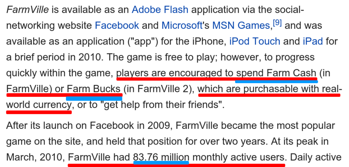 ウィキペディアの FarmVille のエントリより。