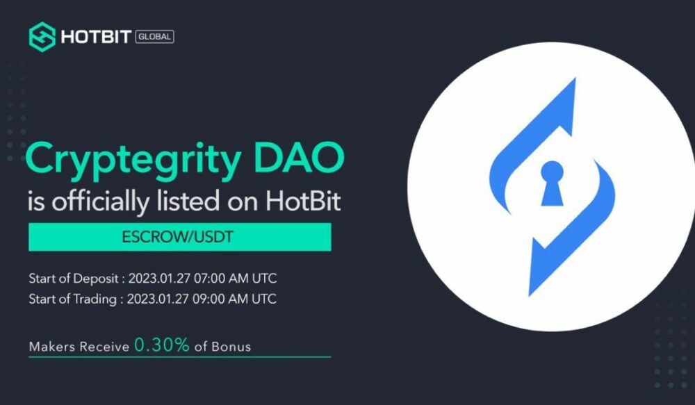 Cryptegrity DAO (ESCROW) এখন Hotbit এ ট্রেড করার জন্য উপলব্ধ