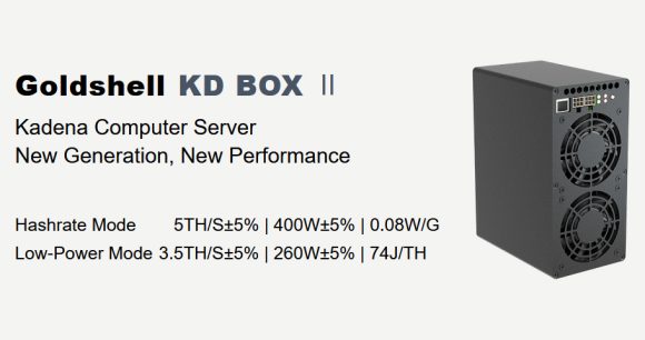 Goldshell KD BOX II Kadena (KDA) ASIC Miner اب دستیاب ہے۔