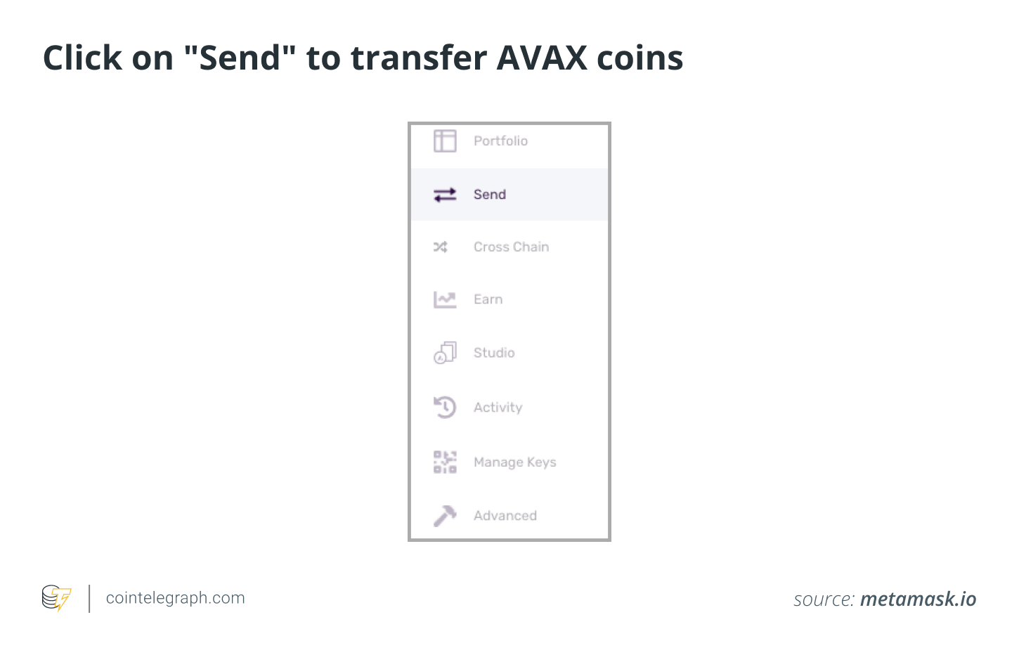 Click on _Send_ to transfer AVAX coins