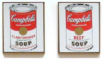 Potongan font hitam dari Campbells Soup Cans MOMA