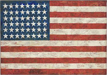 Jasper Johnss Flag Encaustic oil and collage on fabric mount on plywood1954 55