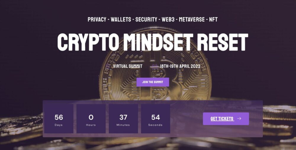 Το Vegas Crypto Group ανακοινώνει την εικονική σύνοδο κορυφής Crypto Mindset Reset που θα πραγματοποιηθεί διαδικτυακά στις 18 και 19 Απριλίου 2023 Blockchain PlatoBlockchain Data Intelligence. Κάθετη αναζήτηση. Ολα συμπεριλαμβάνονται.